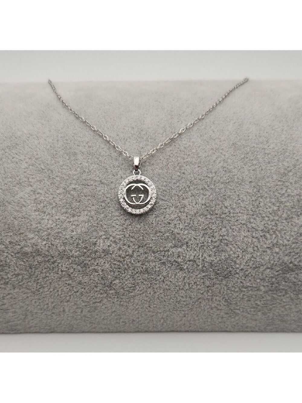 Silver Stainless Steel Double-G Circle Pendant Necklace – Waterproof